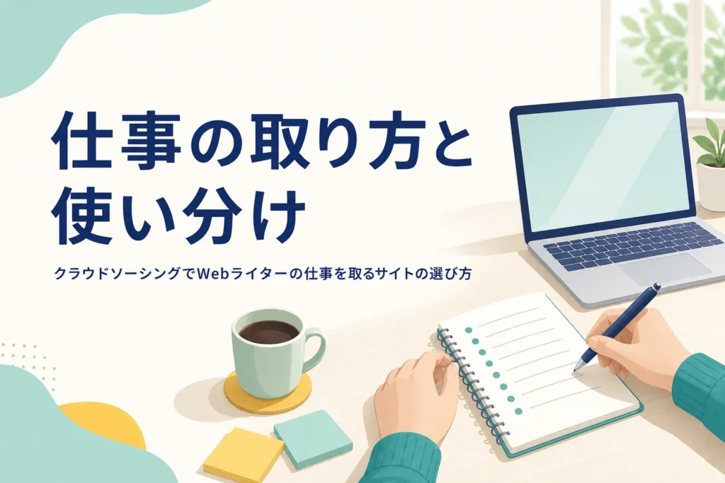 クラウドソーシングでWebライターの仕事を探している机の上の様子