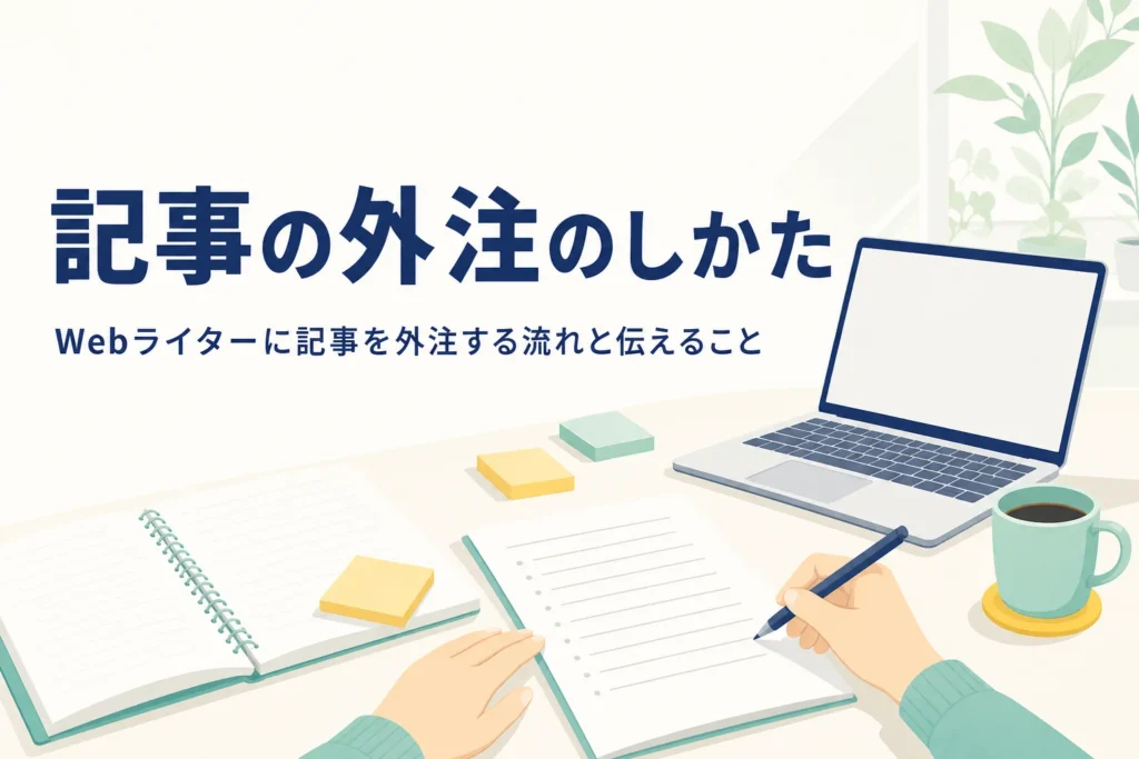Webライターへの記事の外注内容をまとめている机の上の様子