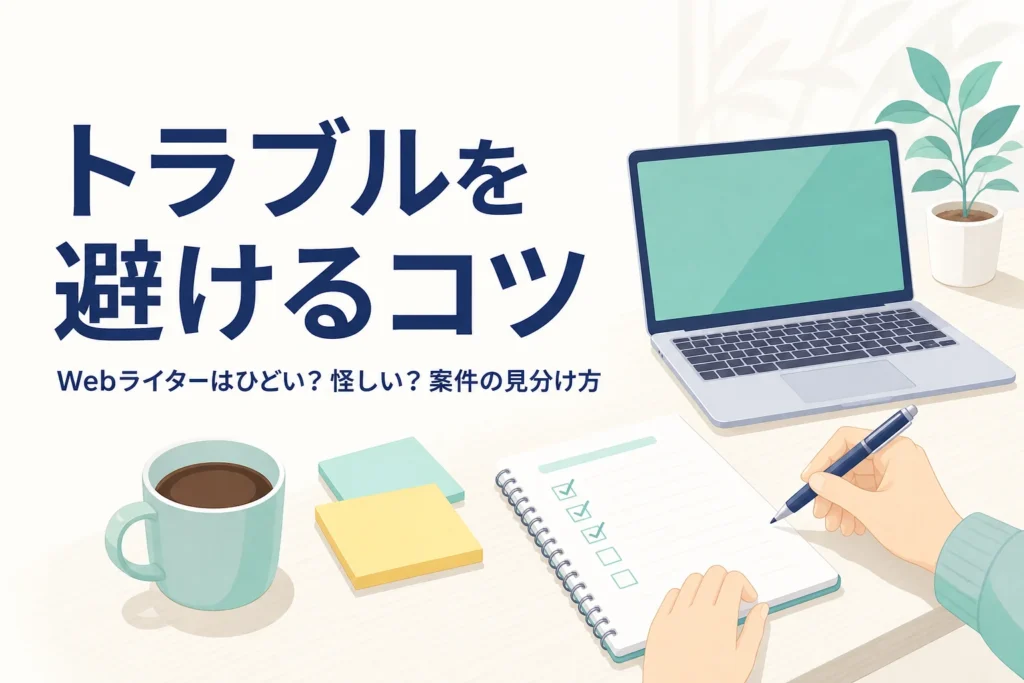 Webライターが募集の条件を確かめている机の上の様子