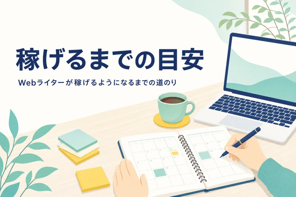 Webライターが稼げるようになるまでの予定を立てている机の上の様子