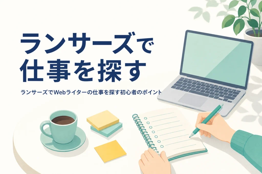 ランサーズでWebライターの仕事を探している人の机の上の様子