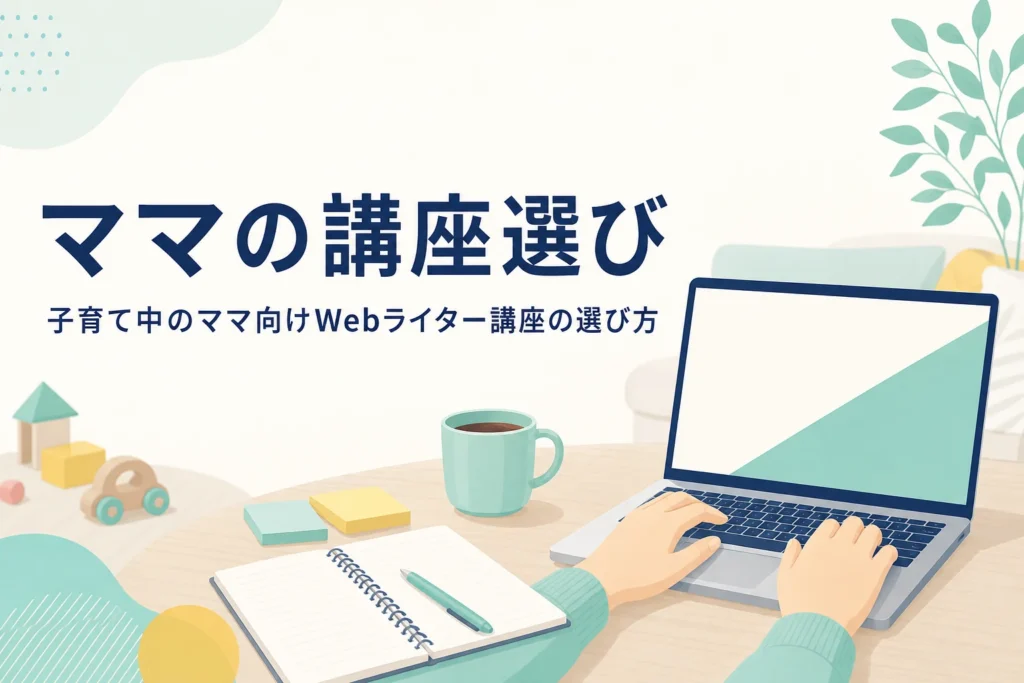 子育ての合間にリビングの机でWebライター講座を受けている手元の様子