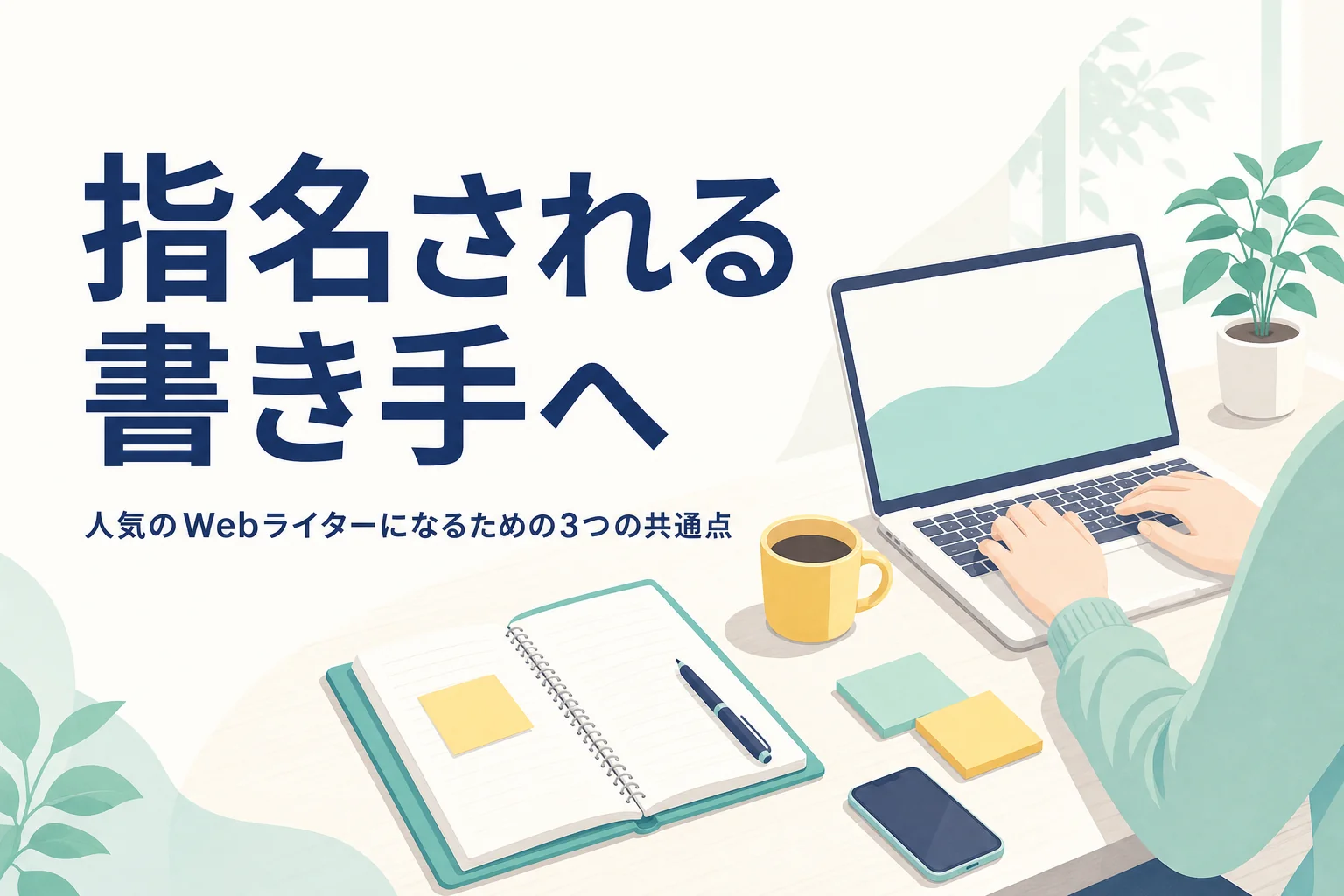 人気のWebライターを目指してカフェで記事を書いている手元の様子
