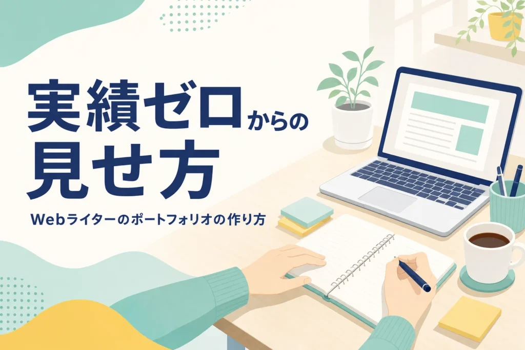 Webライターのポートフォリオを作っている机の上の様子