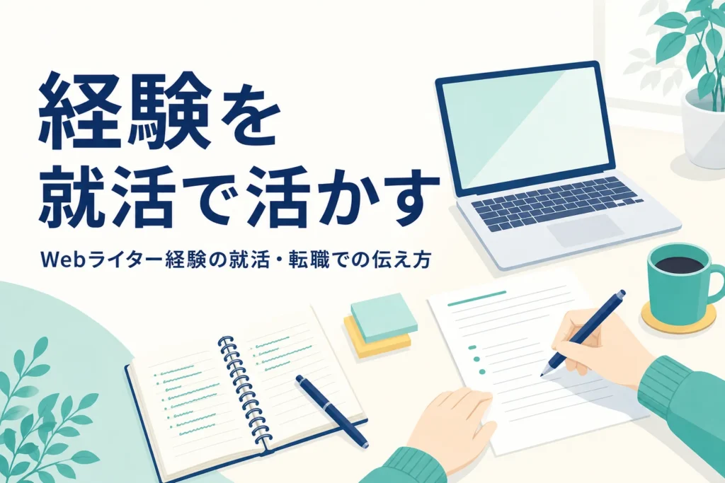 Webライター経験を就活で伝えるために書類を準備している机の上の様子