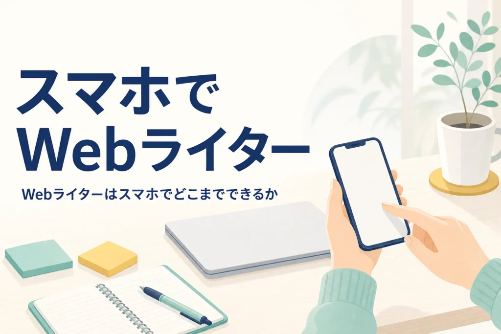 スマホでWebライターの作業をしている手元の様子