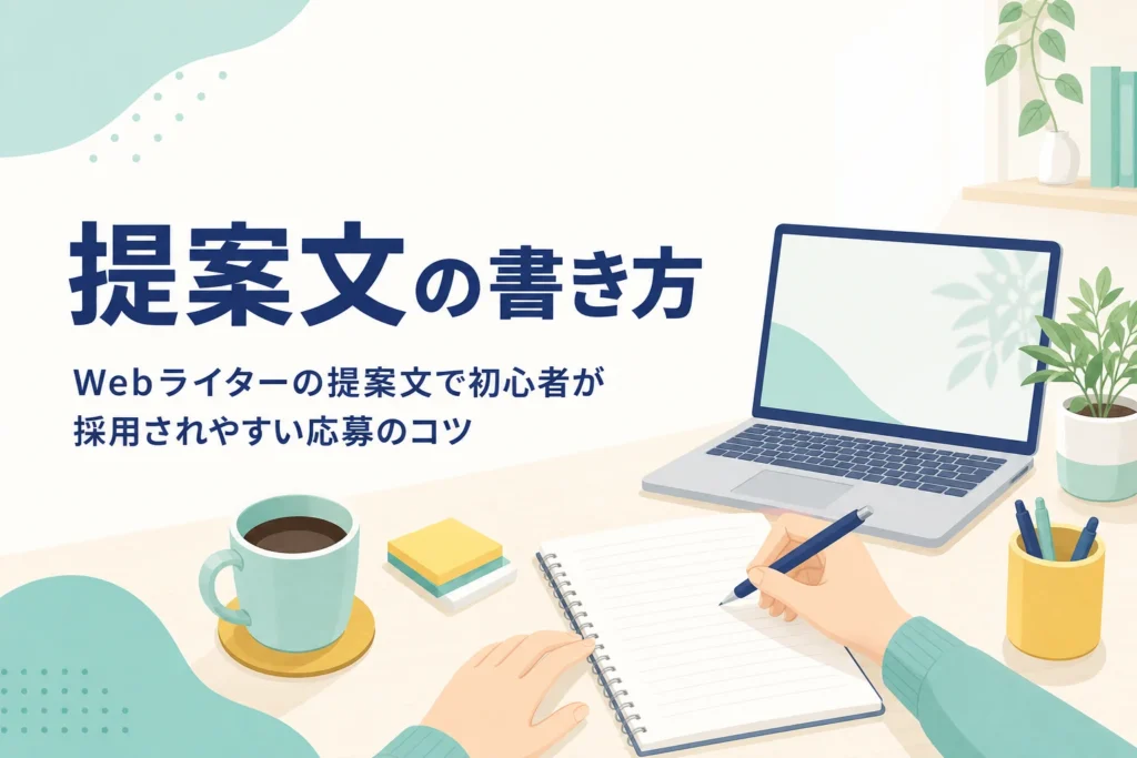 Webライターが提案文を書いている机の上の様子